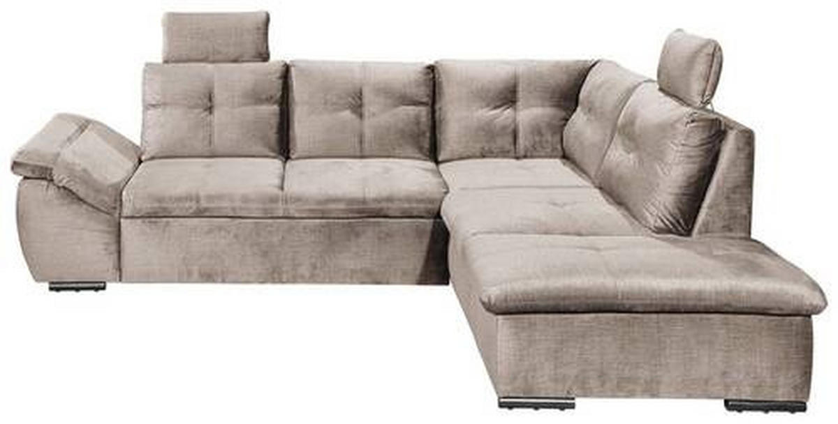 ECKSOFA in Mikrovelours Creme  - Creme/Schwarz, Konventionell, Kunststoff/Textil (265/217cm) - Carryhome