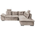 ECKSOFA Creme Mikrovelours  - Creme/Schwarz, KONVENTIONELL, Kunststoff/Textil (265/217cm) - Carryhome