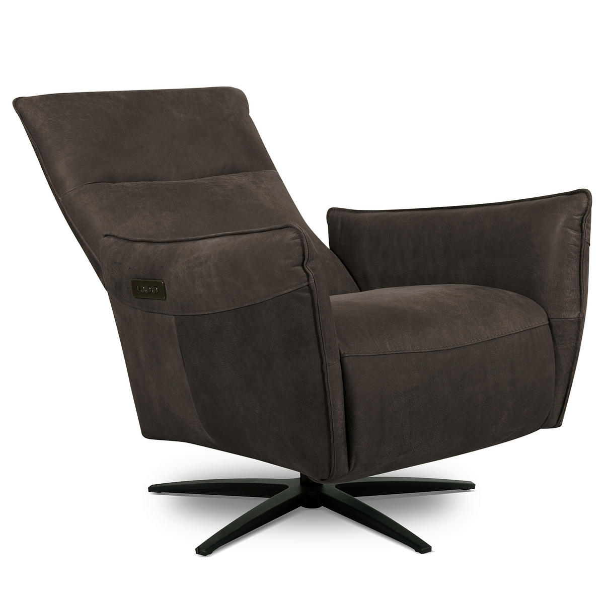 RELAXSESSEL Leder Dunkelgrau  - Dunkelgrau/Schwarz, Design, Leder/Metall (77/107/88cm) - Livetastic