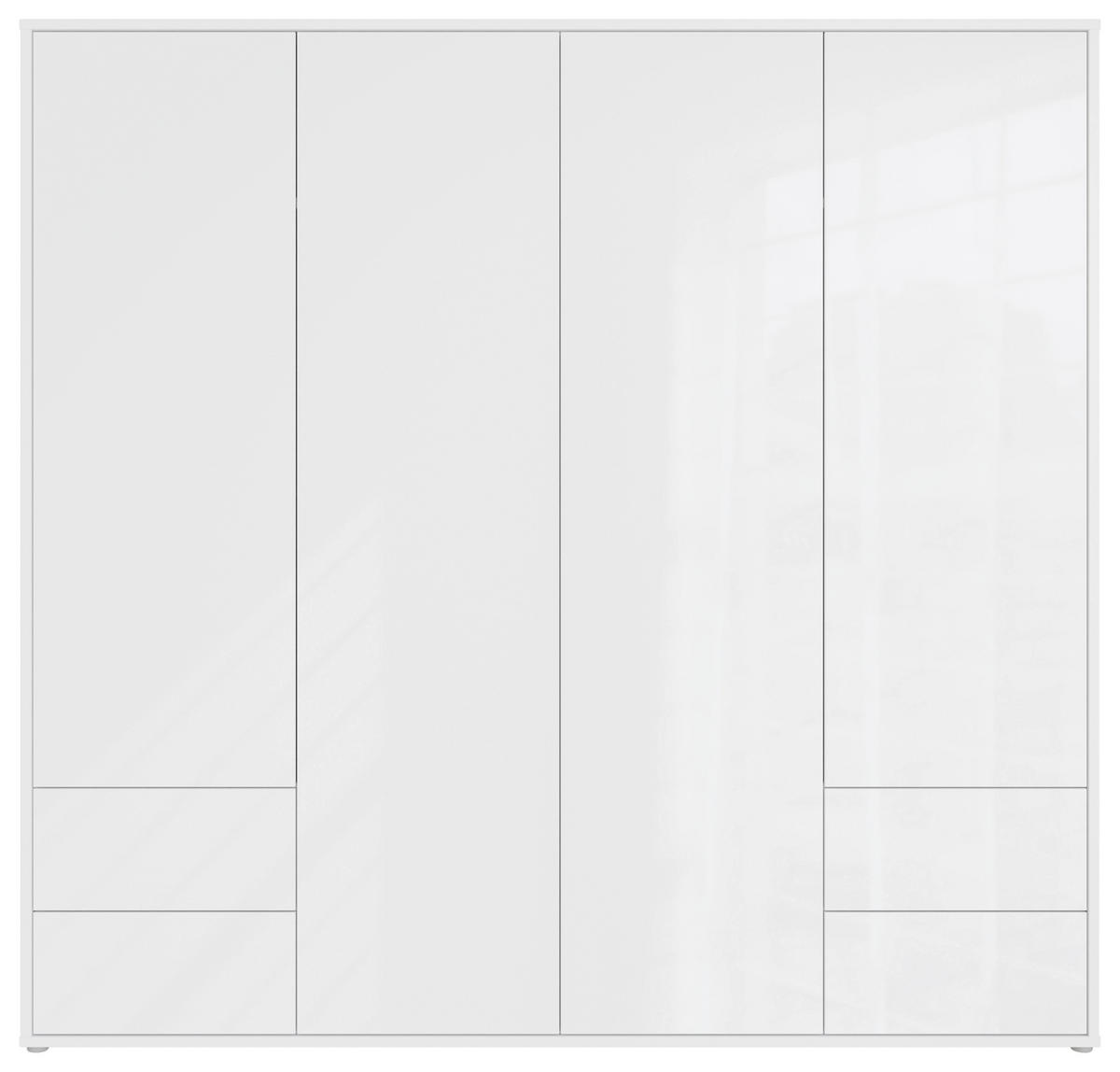 DREHTÜRENSCHRANK 224/214/60 cm,  in Weiß, Weiß Hochglanz, 4-türig  - Weiß Hochglanz/Weiß, Trend, Holzwerkstoff (224/214/60cm) - Carryhome