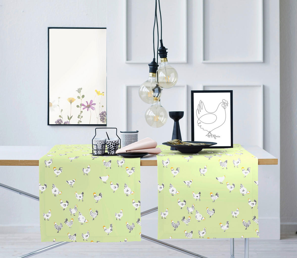 TISCHLÄUFER Textil Hellgrün 42/140 cm  - Hellgrün, Basics, Textil (42/140cm) - Esposa