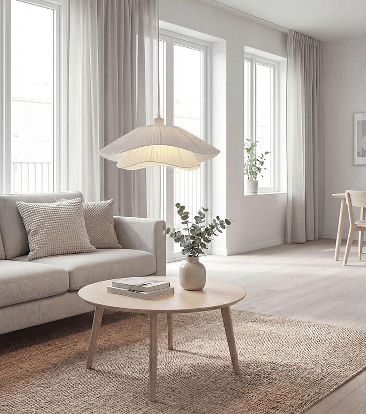 HÄNGLAMPA 50/23 cm  - vit, Klassisk, metall/textil (50/23cm) - Best Price