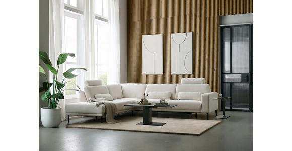 ECKSOFA Dieter Knoll Beige Chenille  - Beige/Schwarz, Design, Textil/Metall (254/303cm) - Dieter Knoll