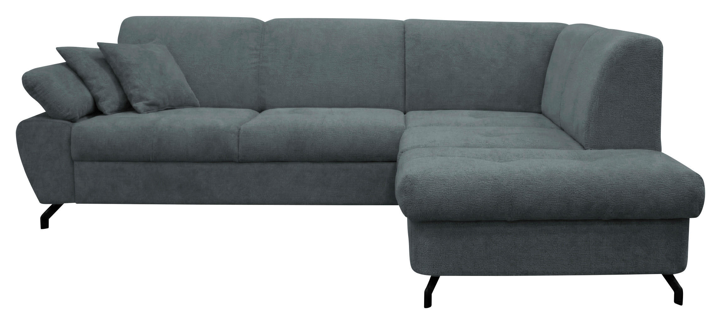 ECKSOFA CORA in Chenille Grau  261/198 cm  - Schwarz/Grau, Design, Textil/Metall (261/198cm) - MID.YOU