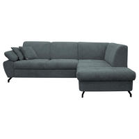 ECKSOFA CORA in Chenille Grau  261/198 cm  - Schwarz/Grau, Design, Textil/Metall (261/198cm) - MID.YOU