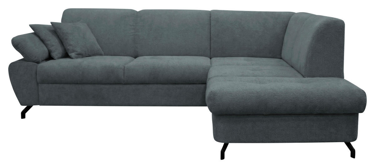 ECKSOFA CORA in Chenille Grau  261/198 cm  - Schwarz/Grau, Design, Textil/Metall (261/198cm) - MID.YOU