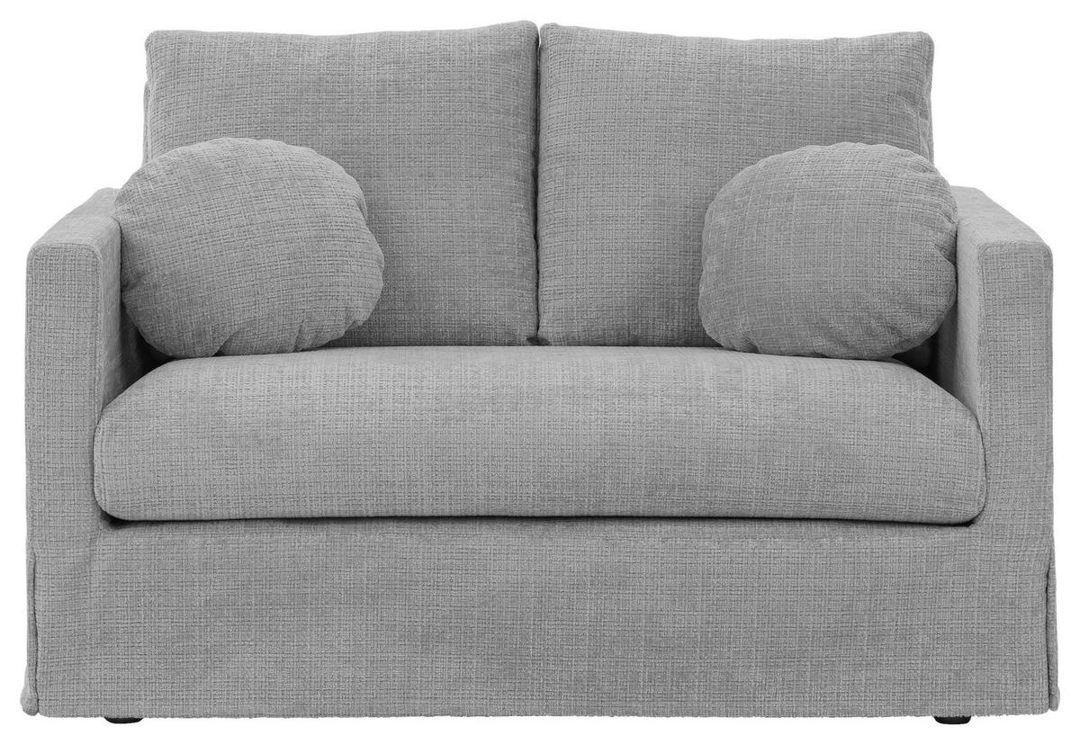 2-SITZER-SOFA PAPHOS Chenille Hellgrau  - Hellgrau/Schwarz, Design, Kunststoff/Textil (140/89/95cm) - P & B