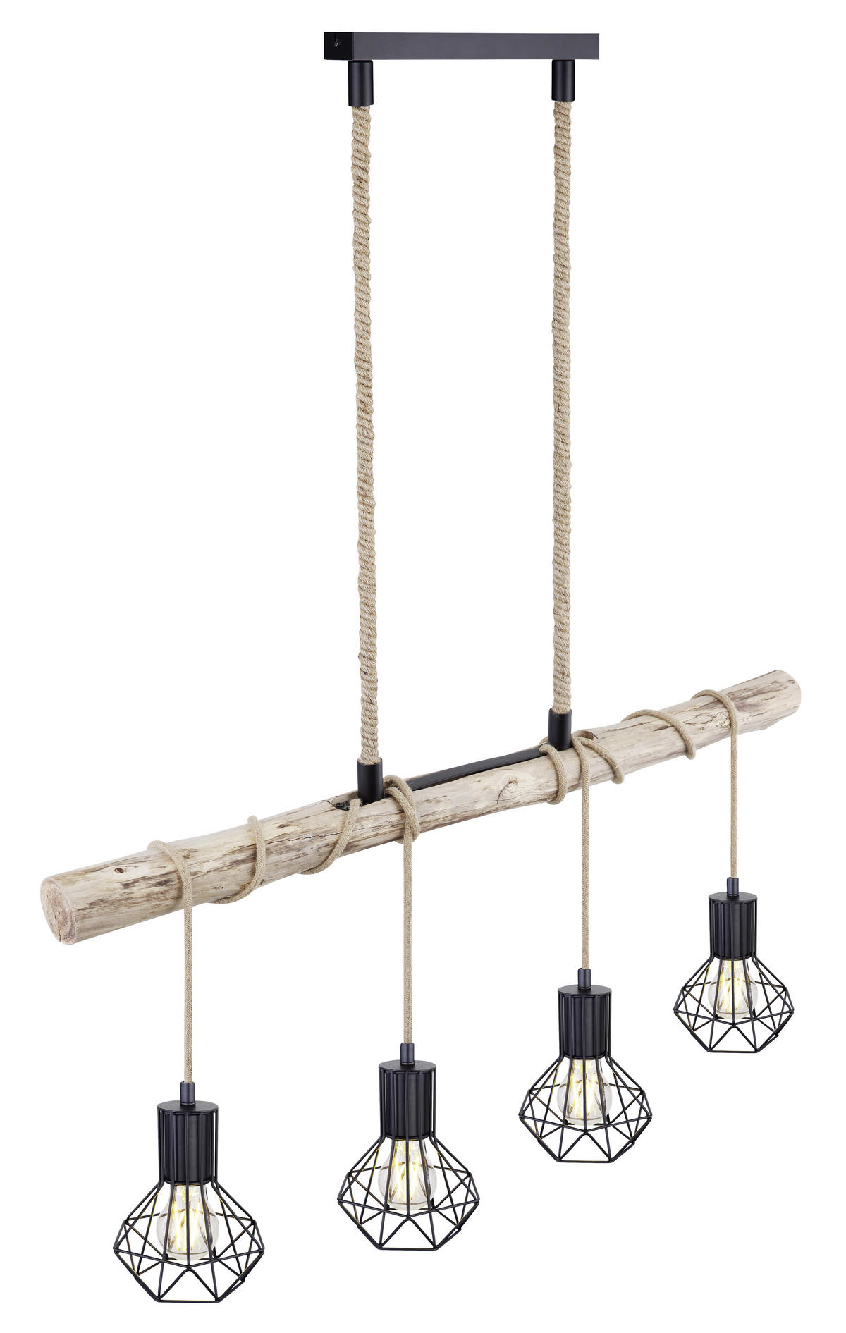 HÄNGELEUCHTE 100/15/120 cm  - Schwarz/Naturfarben, Natur, Holz/Metall (100/15/120cm) - Marama