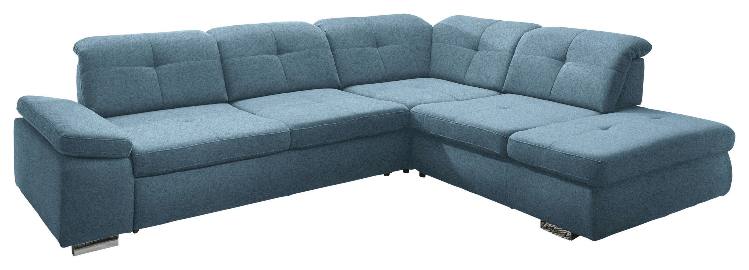 ECKSOFA Mikrofaser Hellblau  - Chromfarben/Hellblau, Design, Textil/Metall (312/260cm) - Beldomo Style
