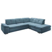 ECKSOFA Mikrofaser Hellblau  - Chromfarben/Hellblau, Design, Textil/Metall (312/260cm) - Beldomo Style