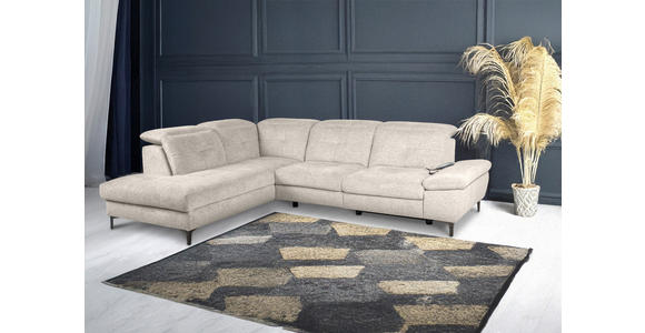 ECKSOFA Beige Webstoff  - Beige/Schwarz, KONVENTIONELL, Textil/Metall (225/288cm) - Carryhome