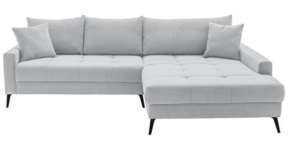 ECKSOFA  in Cord Hellgrau  280/173 cm  - Hellgrau/Schwarz, KONVENTIONELL, Textil/Metall (280/173cm) - Hom`in