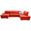WOHNLANDSCHAFT in Flachgewebe Rot  - Silberfarben/Rot, Design, Textil/Metall (145/342/208cm) - Cantus