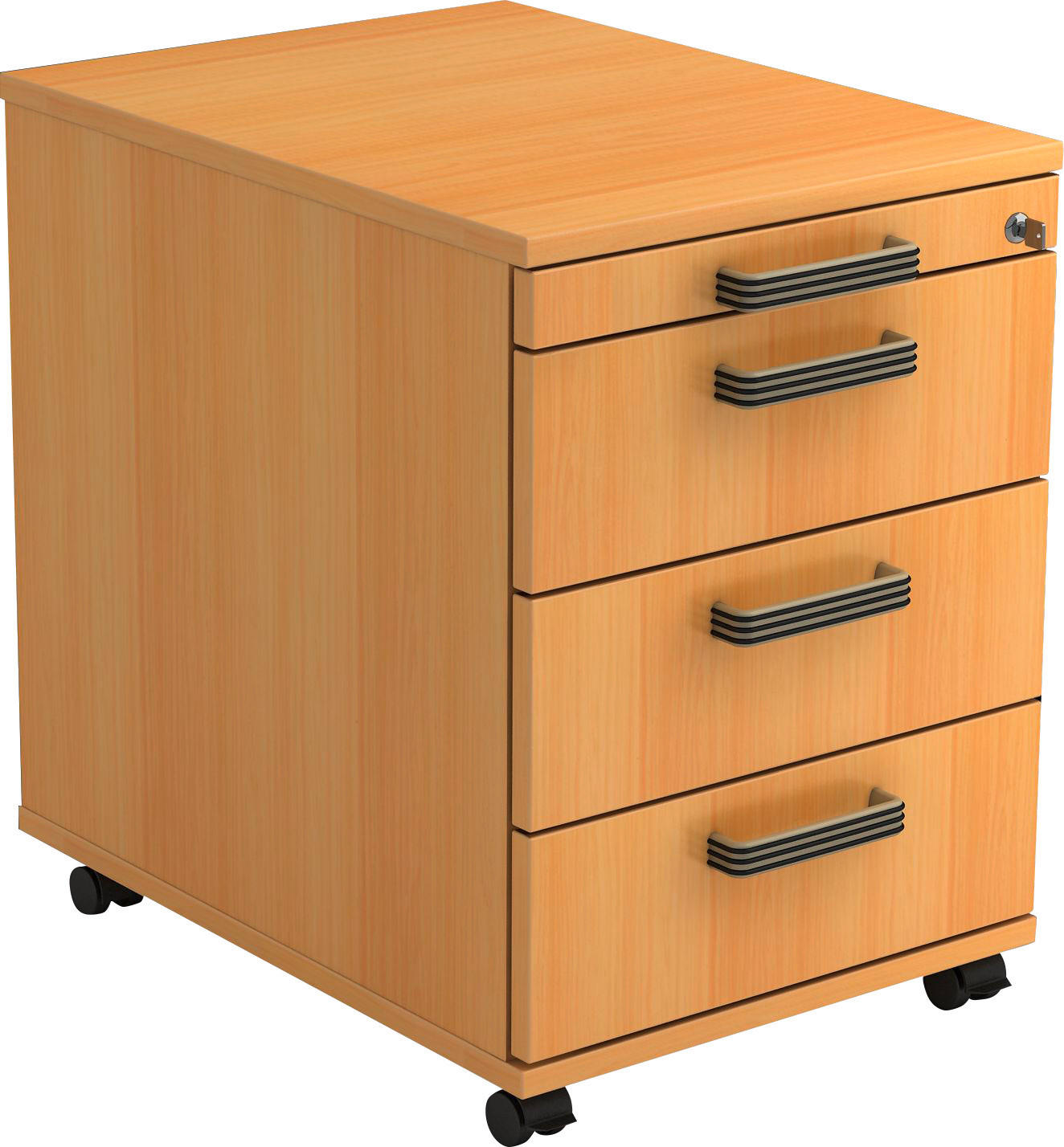 ROLLCONTAINER 42,8/59/56 cm  - Buchefarben/Schwarz, KONVENTIONELL, Holzwerkstoff/Kunststoff (42,8/59/56cm) - Venda