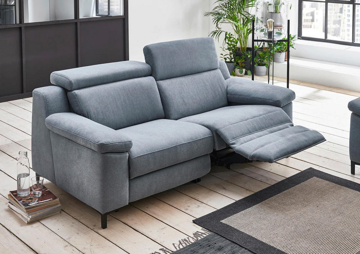 2,5-SITZER Chenille Pastellblau  - Pastellblau/Schwarz, Design, Textil/Metall (188/104/104cm) - Valdera