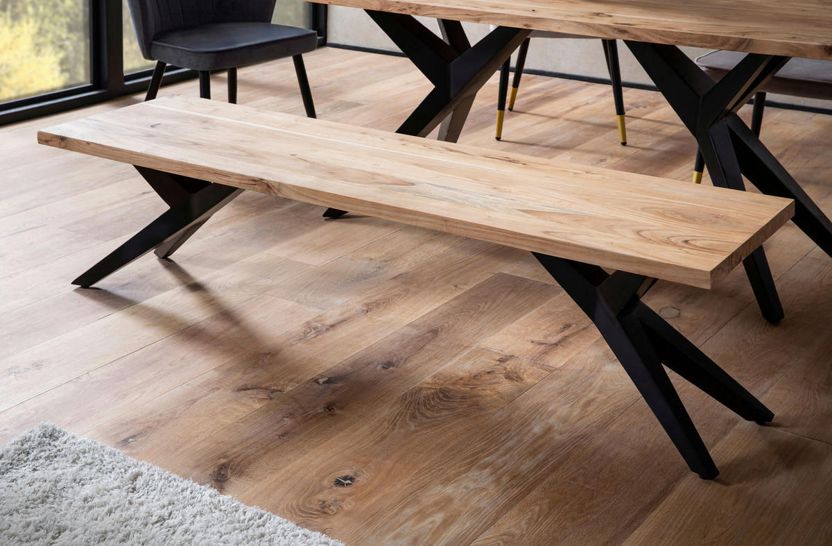 SITZBANK in Holz Akaziefarben  - Schwarz/Akaziefarben, Design, Holz/Metall (120/45/45cm) - Livetastic