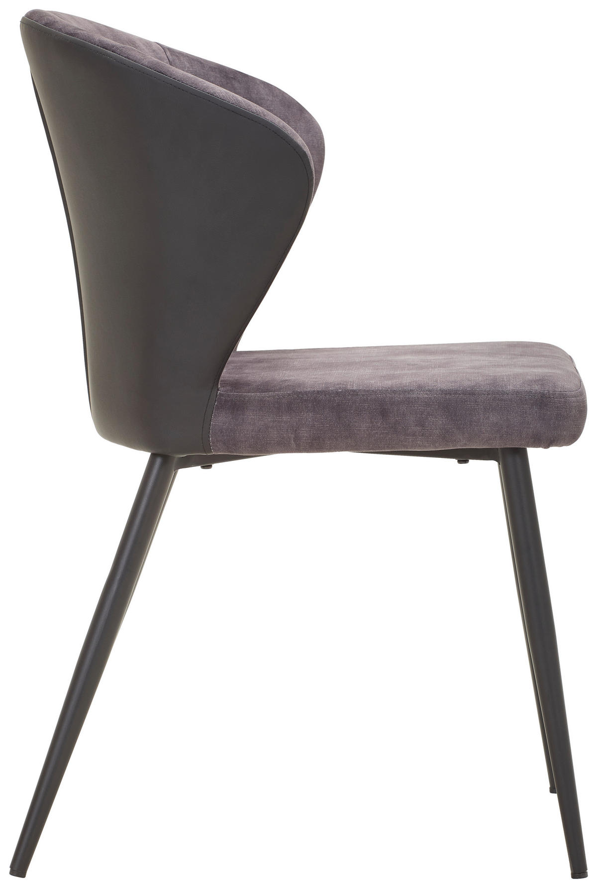 STUHL  in Eisen Lederlook, Samt Metall, Textil  - Dunkelgrau/Schwarz, MODERN, Textil/Metall (57/79/53cm) - Livetastic