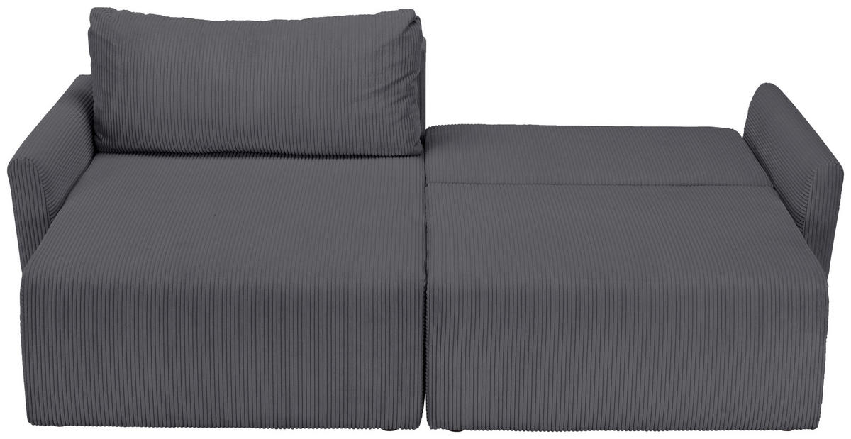 ECKSOFA in Cord Grau  - Schwarz/Grau, Konventionell, Kunststoff/Textil (228/146cm) - MID.YOU