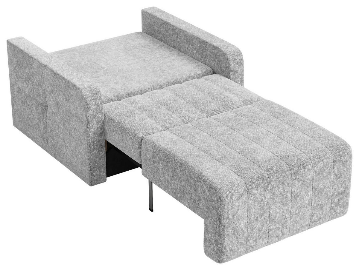 SCHLAFSESSEL Chenille Silberfarben Liegefunktion Rücken echt  inkl.  - Silberfarben/Schwarz, MODERN, Kunststoff/Textil (101/87/101cm) - Milino