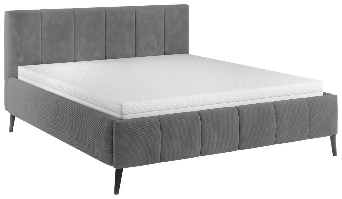 POLSTERBETT gepolstertes Kopfteil, Lattenrost Anthrazit 160/200 cm  - Anthrazit/Schwarz, Trend, Holz/Textil (160/200cm) - home24