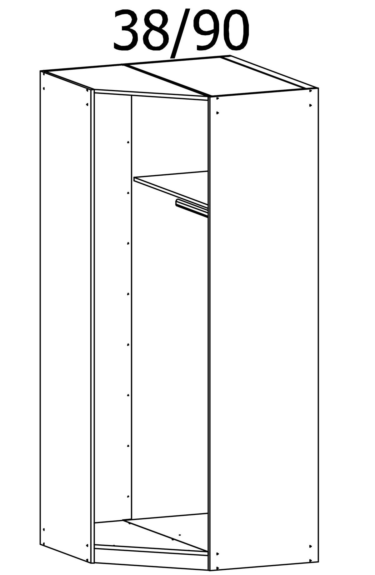 ECKKLEIDERSCHRANK 91,4/212/55,2 cm Weiß  - Weiß, KONVENTIONELL, Glas/Holzwerkstoff (91,4/212/55,2cm) - Rauch Möbel