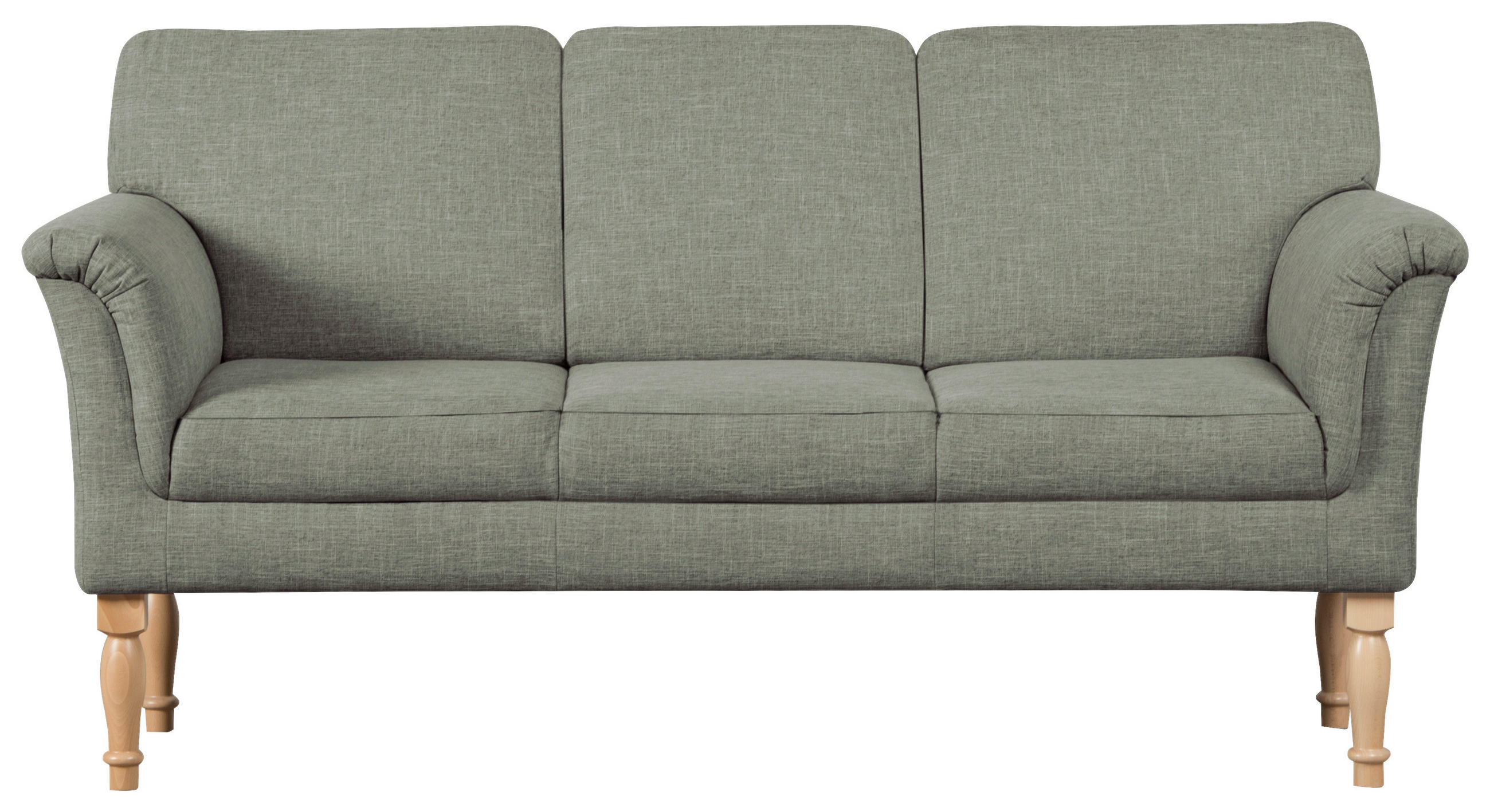 SOFA Flachgewebe Grün  - Naturfarben/Grün, ROMANTIK / LANDHAUS, Holz/Textil (186/96/80cm) - Cantus