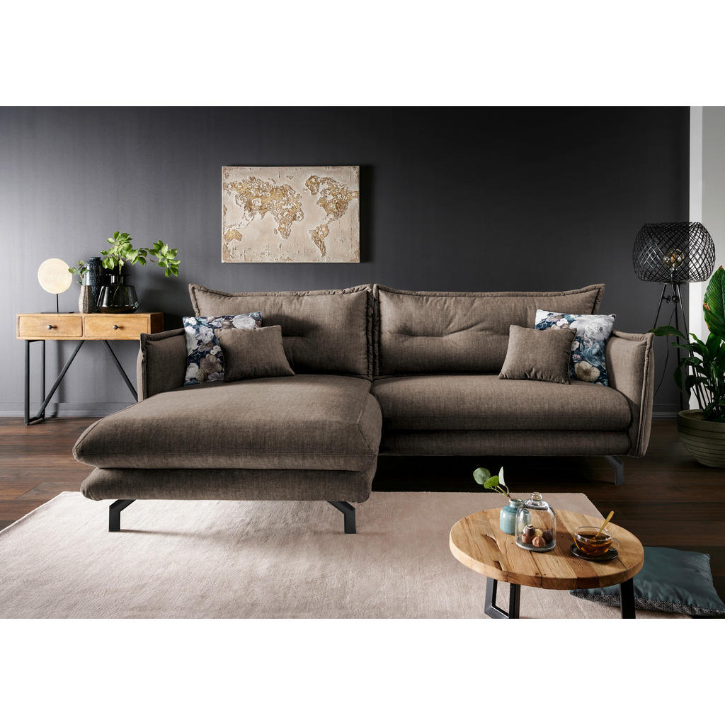 Thumbnail - Livetastic Ecksofa, Braun, Textil, 4-Sitzer, Füllung: Schaumstoff, L-Form, 255x180 cm, Made in Europe, Rücken echt, Armt...