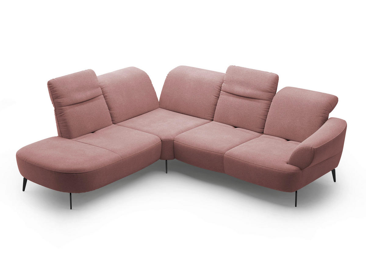 ECKSOFA in Mikrofaser Altrosa  - Schwarz/Altrosa, Modern, Textil/Metall (270/302cm) - Sit & More