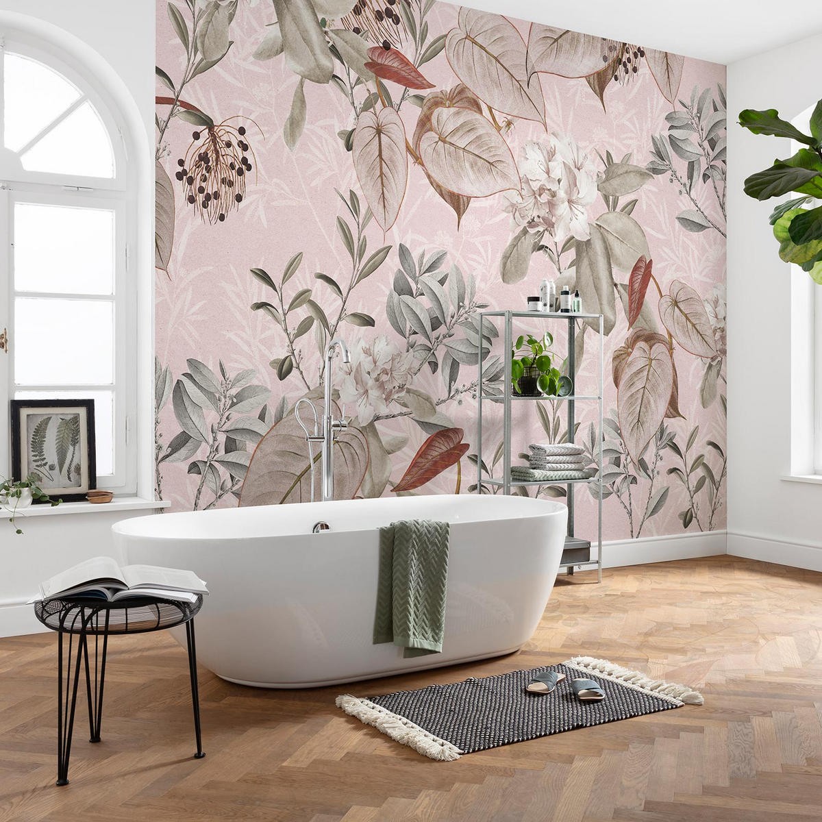 VLIESTAPETE Kalina  - Braun/Rosa, Natur (350/250cm) - Komar