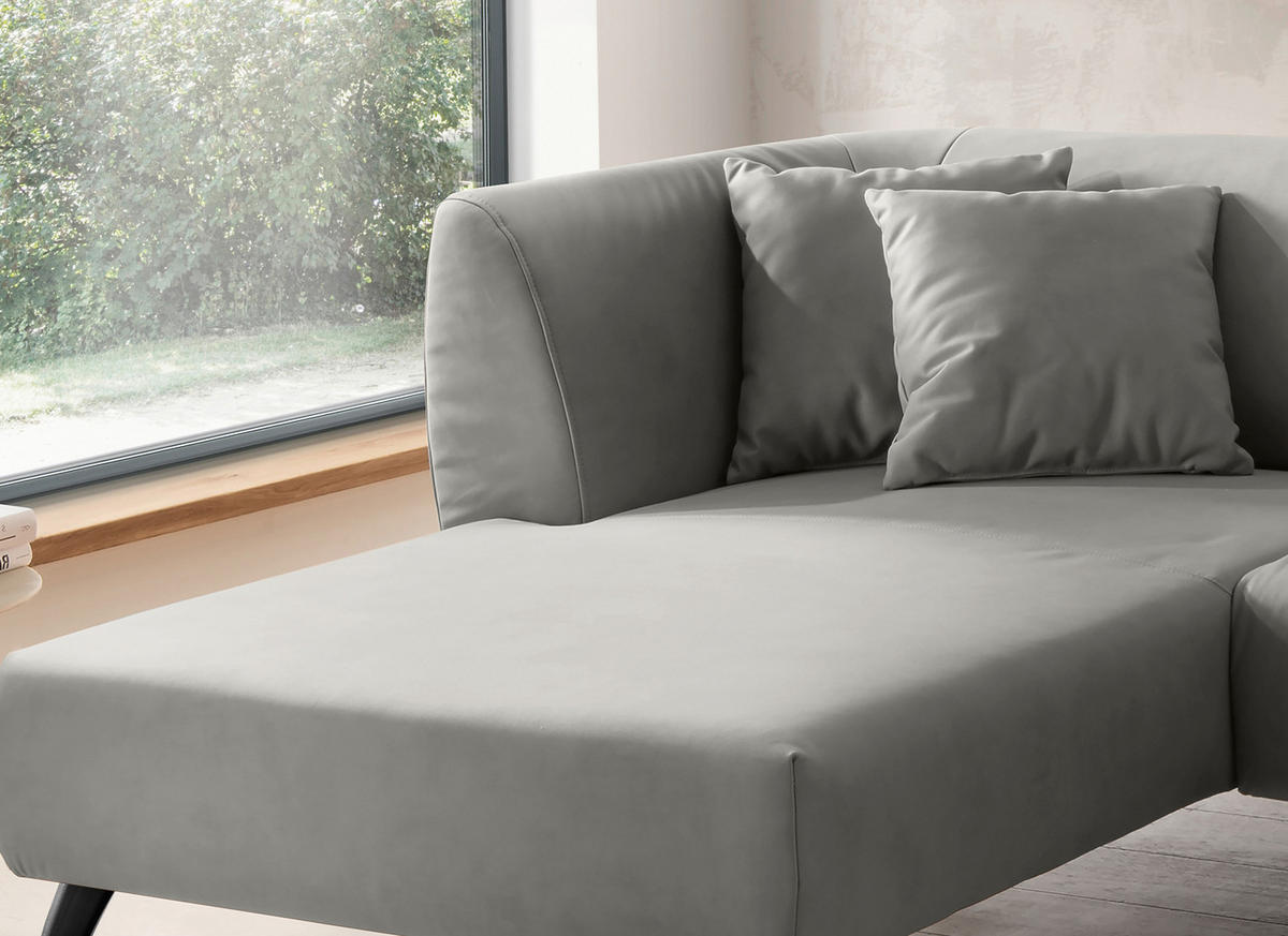 ECKSOFA in Lederlook Grau  - Schwarz/Grau, Modern, Holz/Textil (160/264cm) - Livetastic