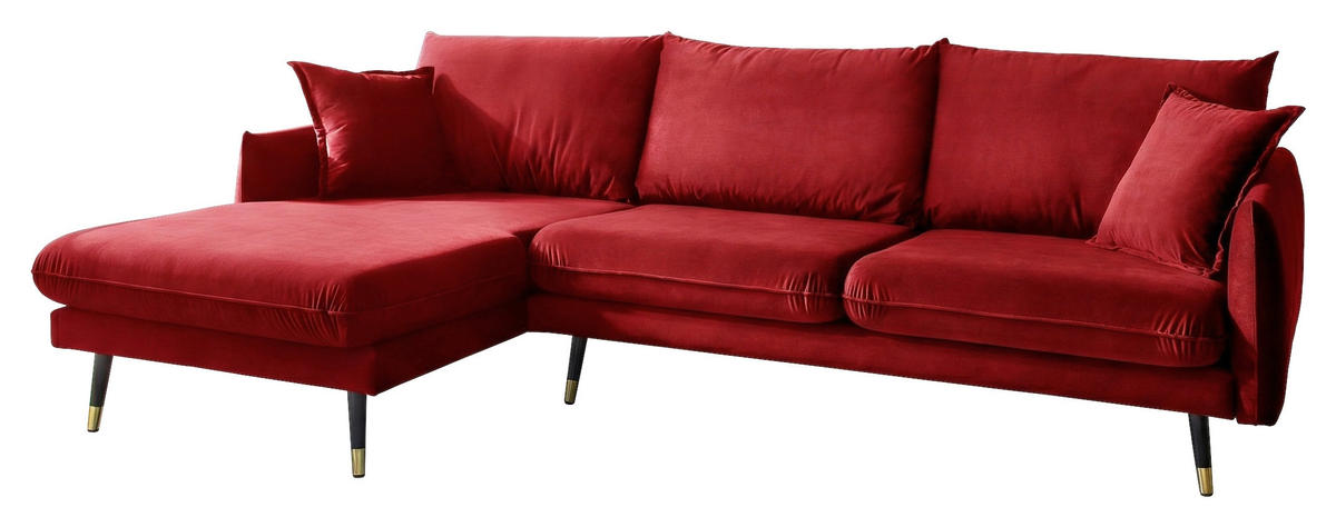 ECKSOFA Eckteil  ROSSANA-REC.2S Dunkelrot Samt  - Dunkelrot, MODERN, Holz/Textil (258/160cm) - MID.YOU