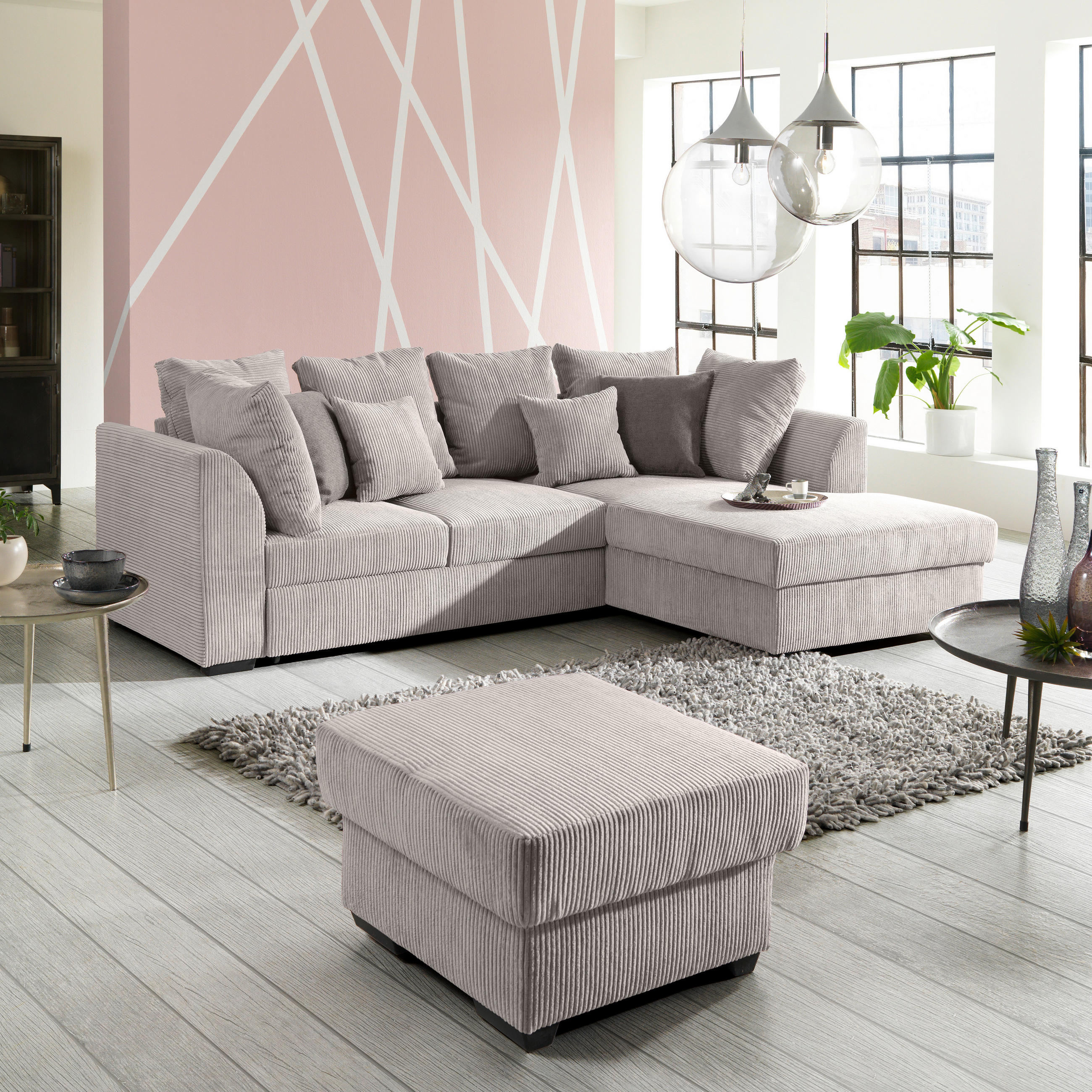 HÖRNSOFFA i manchester beige  - beige/svart, Design, textil/plast (259/174cm) - Livetastic