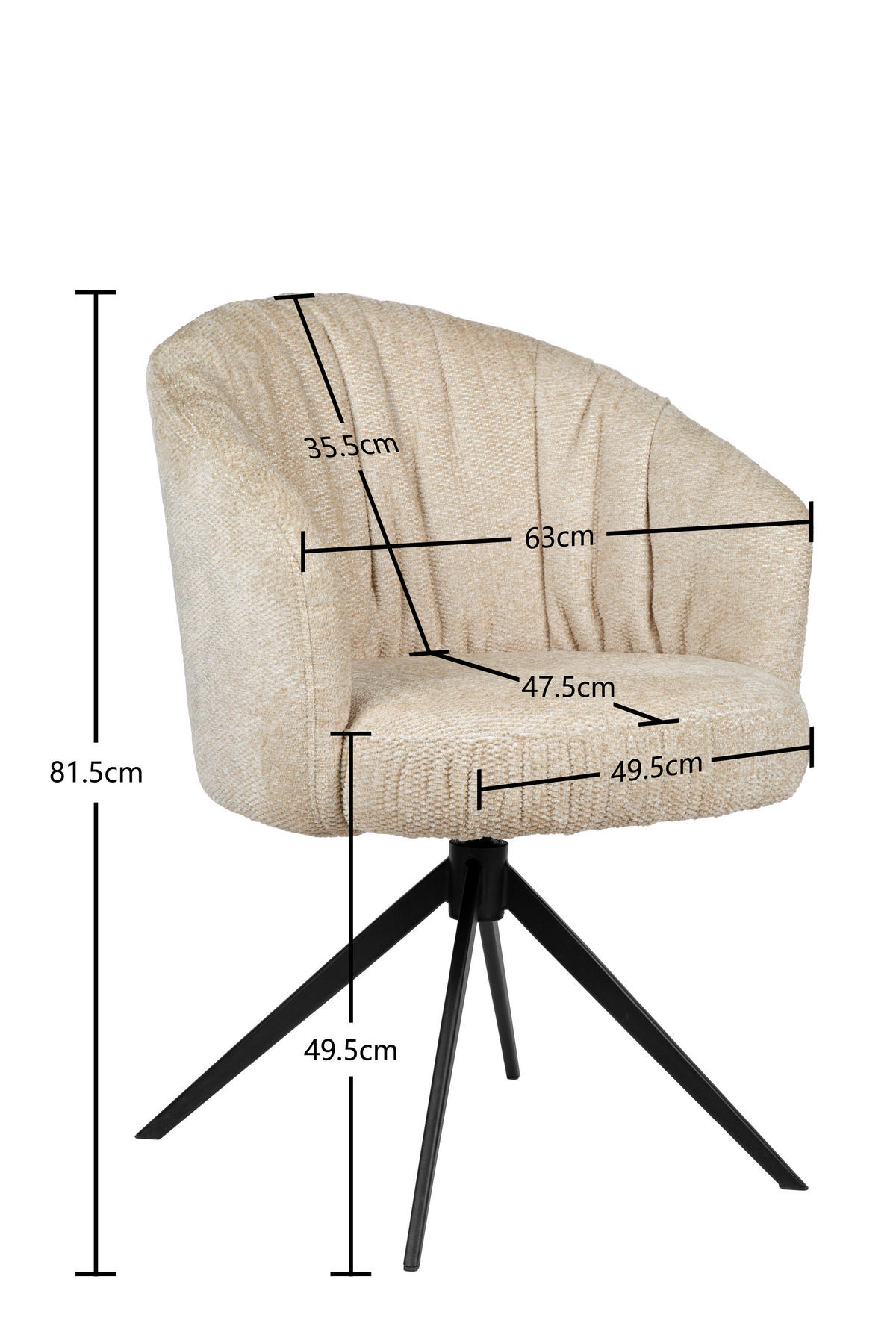 ARMLEHNSTUHL  in Eisen Chenille  - Beige/Schwarz, Design, Textil/Metall (63/81,5/62,5cm) - Dieter Knoll