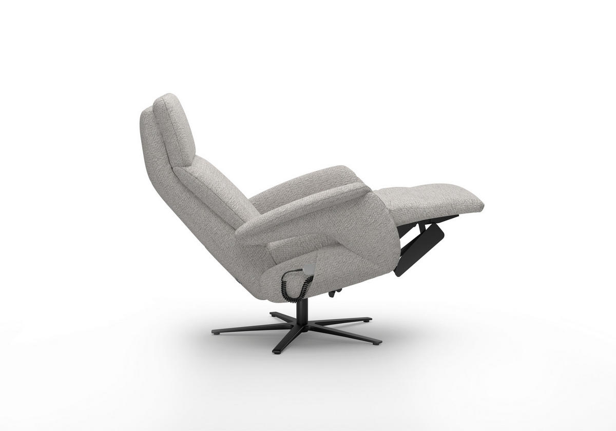 RELAXSESSEL TV TRIPLE SEVEN XTRA LARGE S1 Chenille Kopfteilverstellung, Aufstehhilfe, Fußteilverstellung, Rücken echt    - Silberfarben/Schwarz, Basics, Textil/Metall (86/111/86cm) - Sit & More