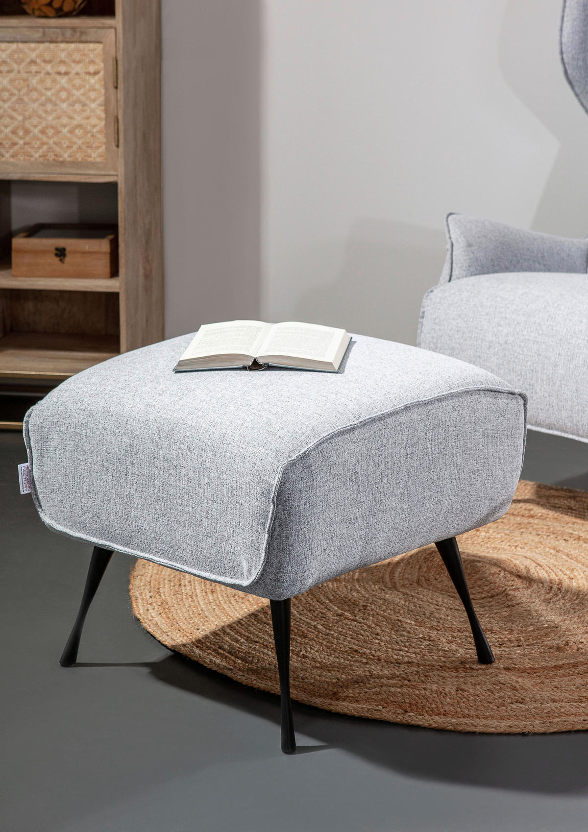 PALL i textil ljusgrå  - ljusgrå/svart, Design, metall/textil (60/49/53cm)