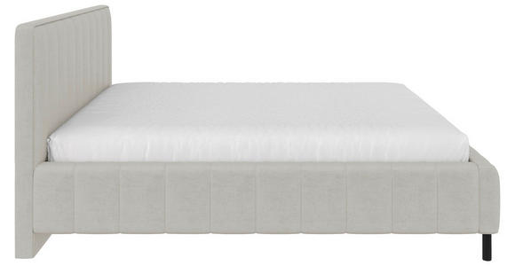 POLSTERBETT gepolstertes Kopfteil, Lattenrost, Bettkasten Beige 180/200 cm  - Beige/Schwarz, Design, Holz/Textil (180/200cm) - Carryhome