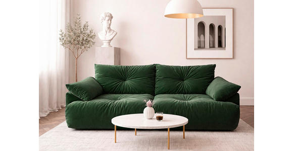 BIGSOFA Webstoff Dunkelgrün  - Dunkelgrün/Schwarz, KONVENTIONELL, Kunststoff/Textil (243/90,5/130cm) - Ambia Home