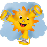 KINDERDECKENLEUCHTE Sonne 37,5/31/16 cm  - Blau/Gelb, Basics, Holzwerkstoff/Kunststoff (37,5/31/16cm)
