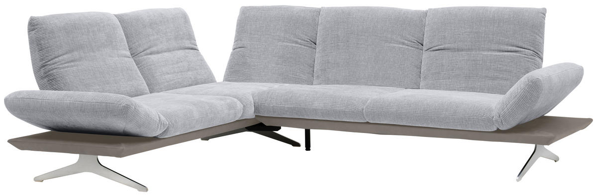 ECKSOFA in Flachgewebe Grau  209/277 cm  - Edelstahlfarben/Grau, Design, Textil/Metall (209/277cm) - Koinor