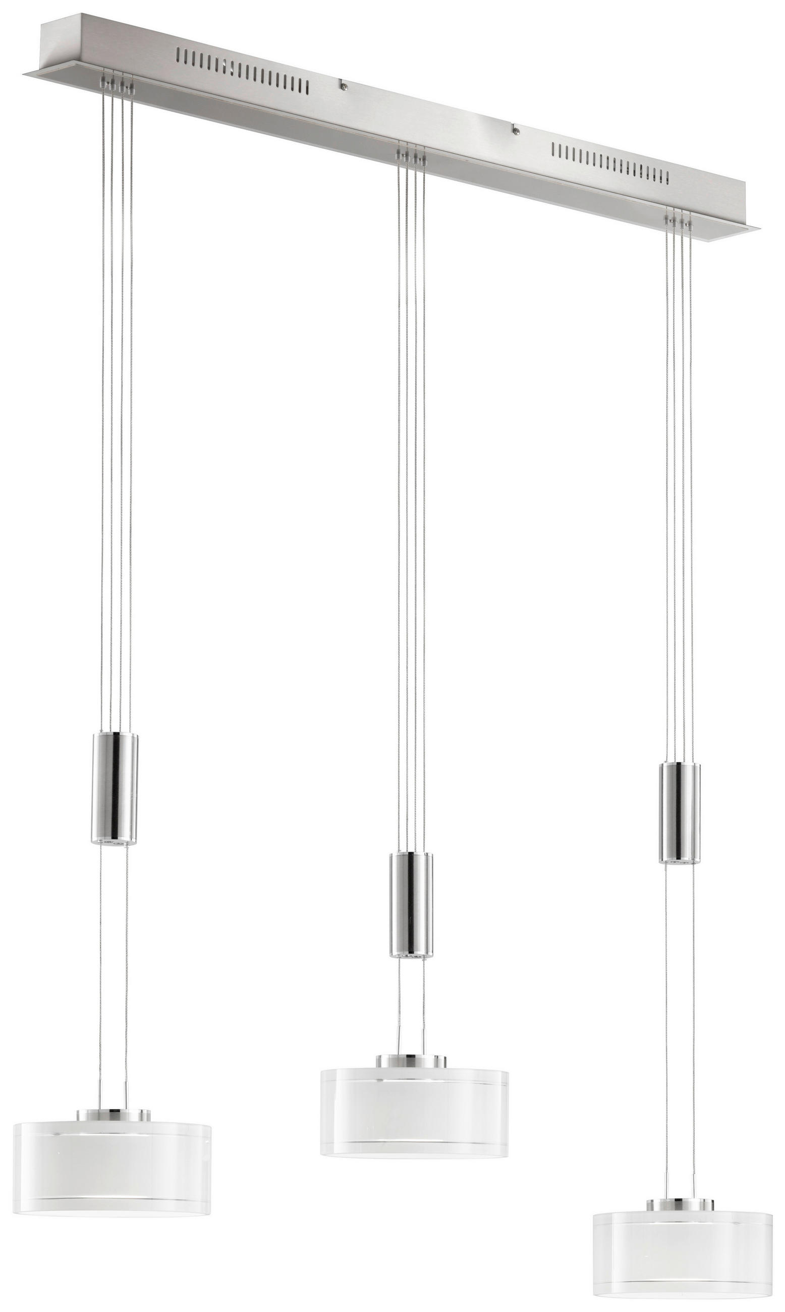 LED-HÄNGELEUCHTE 96/20/100-160 cm   - Chromfarben/Weiß, Design, Glas/Metall (96/20/100-160cm) - Fischer & Honsel