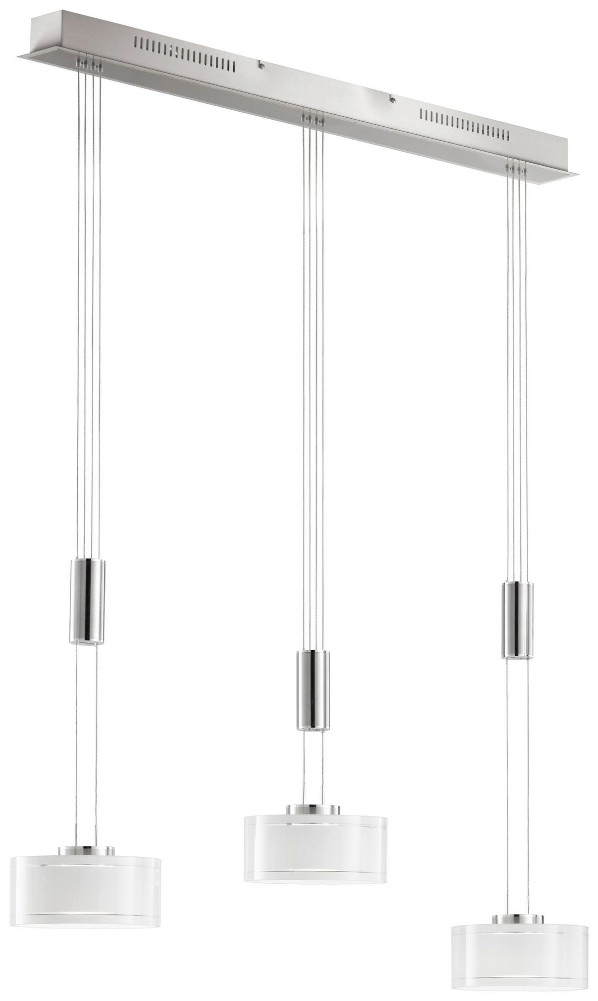 LED-HÄNGLAMPA 96/20/100-160 cm  - vit/kromfärg, Design, metall/glas (96/20/100-160cm) - Fischer & Honsel