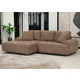 ECKSOFA Braun Lederlook  - Schwarz/Braun, KONVENTIONELL, Kunststoff/Textil (195/286cm) - Ambia Home