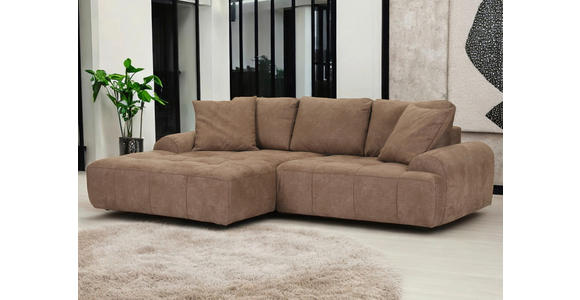 ECKSOFA Braun Lederlook  - Schwarz/Braun, KONVENTIONELL, Kunststoff/Textil (195/286cm) - Ambia Home