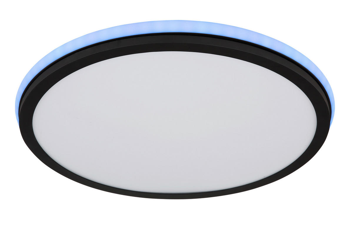 LED-DECKENLEUCHTE 45/7 cm   - Opal/Schwarz, Design, Kunststoff/Metall (45/7cm) - Globo