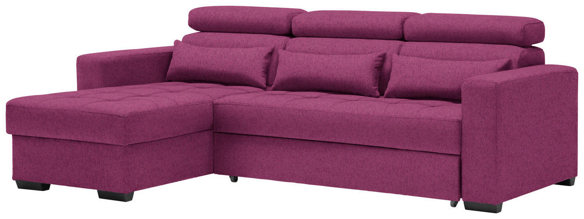 ECKSOFA in Struktur Beere  - Beere/Schwarz, Modern, Kunststoff/Textil (179/240cm) - Carryhome