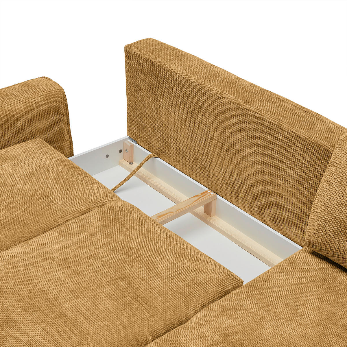 ECKSOFA in Webstoff Bernsteinfarben  - Bernsteinfarben/Schwarz, Modern, Textil/Metall (255/164cm) - MID.YOU