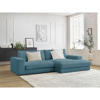 ECKSOFA  LEONARD Hellblau Cord  - Schwarz/Hellblau, MODERN, Kunststoff/Textil (274/159cm)