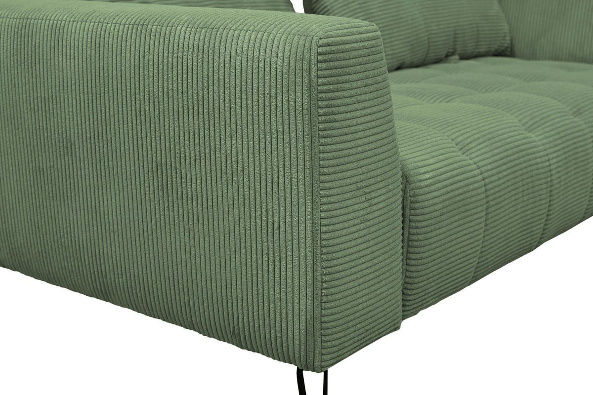 BIGSOFA Cord Salbeigrün  - Salbeigrün/Schwarz, KONVENTIONELL, Textil/Metall (246/100/116cm) - Carryhome
