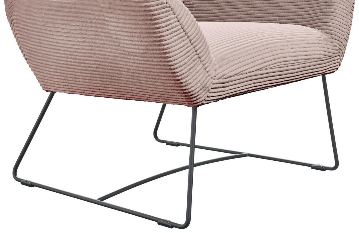 SESSEL in Cord Rosa  - Schwarz/Rosa, Design, Textil/Metall (82/102/81cm) - Hom`in