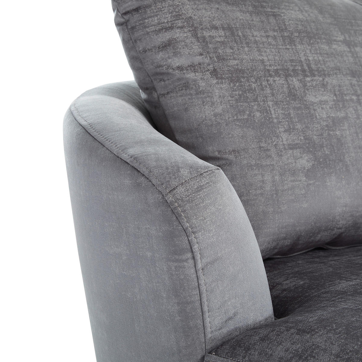 DESIGNSESSEL Flachgewebe Grau    - Edelstahlfarben/Grau, Trend, Textil/Metall (110/85/99cm) - Livetastic
